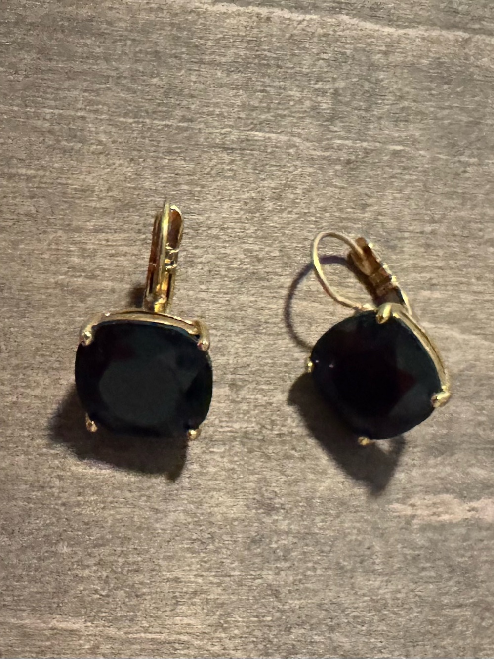 kate spade Gold-Tone Leverback Earrings with Dark Green Stones